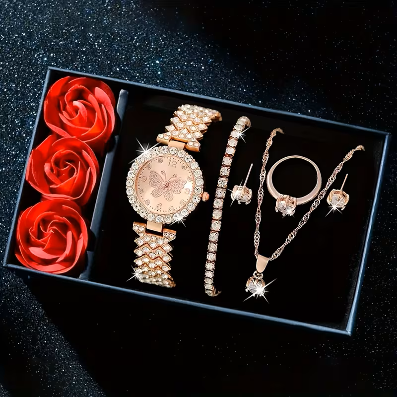Women's Bracelet Watch With A Butterfly Face And Jewelry
