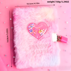 Pink and White Uneven Dye A6 Lock Notebook + Metal Pen Set.