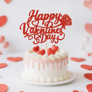 Bright Red Rose-Shaped Valentine's Day Cake Decoration
