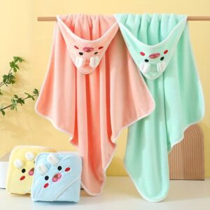 Soft Cartoon Animal Bib and Blanket